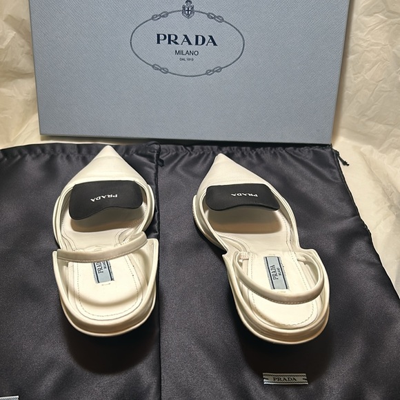 Prada Calzature Donna Blanco and Nero Nylon Bicolore EU 36.5 U.S. 6 - Picture 4 of 9
